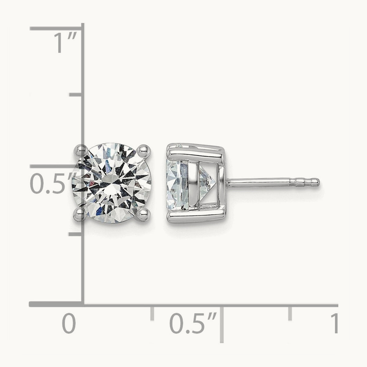 Round Lightweight Earrings, 0.25-6.00 ct tw Lab-Grown Diamond — 3 ct, 10K White Gold