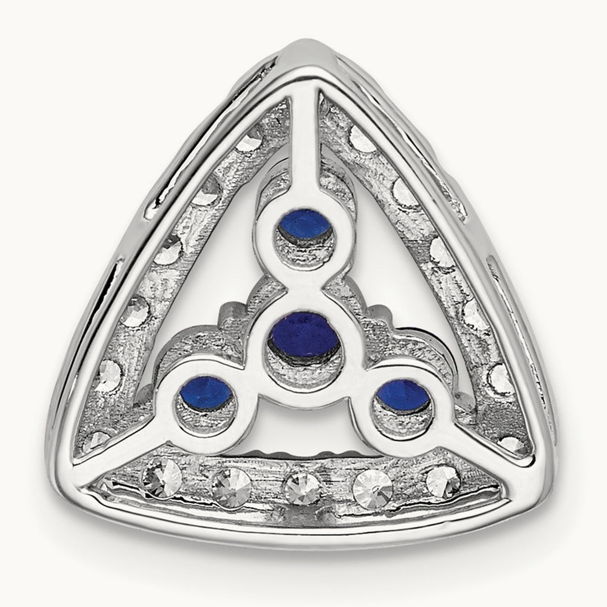 Created Blue Sapphire Chain Slide, 0.50 ct tw Lab-Grown Diamond — 14K White Gold