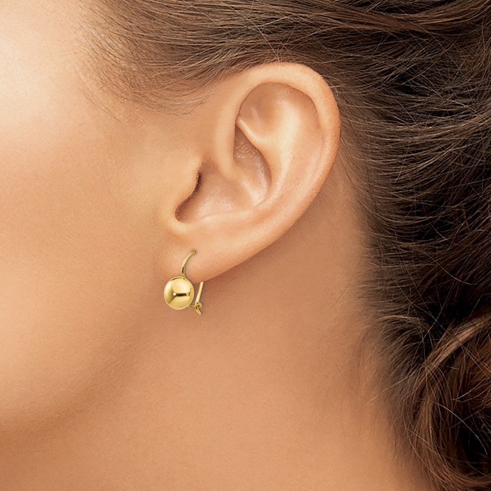 Polished Button Kidney Wire Earrings — 14K Yellow Gold, 8mm