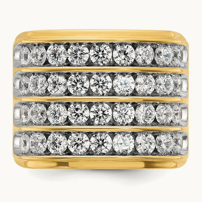 IBGoodman Men's Polished 4-Row Diamond Ring, 14K with White Rhodium