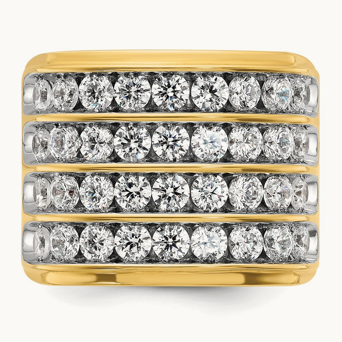 IBGoodman Men's Polished 4-Row Diamond Ring, 14K with White Rhodium