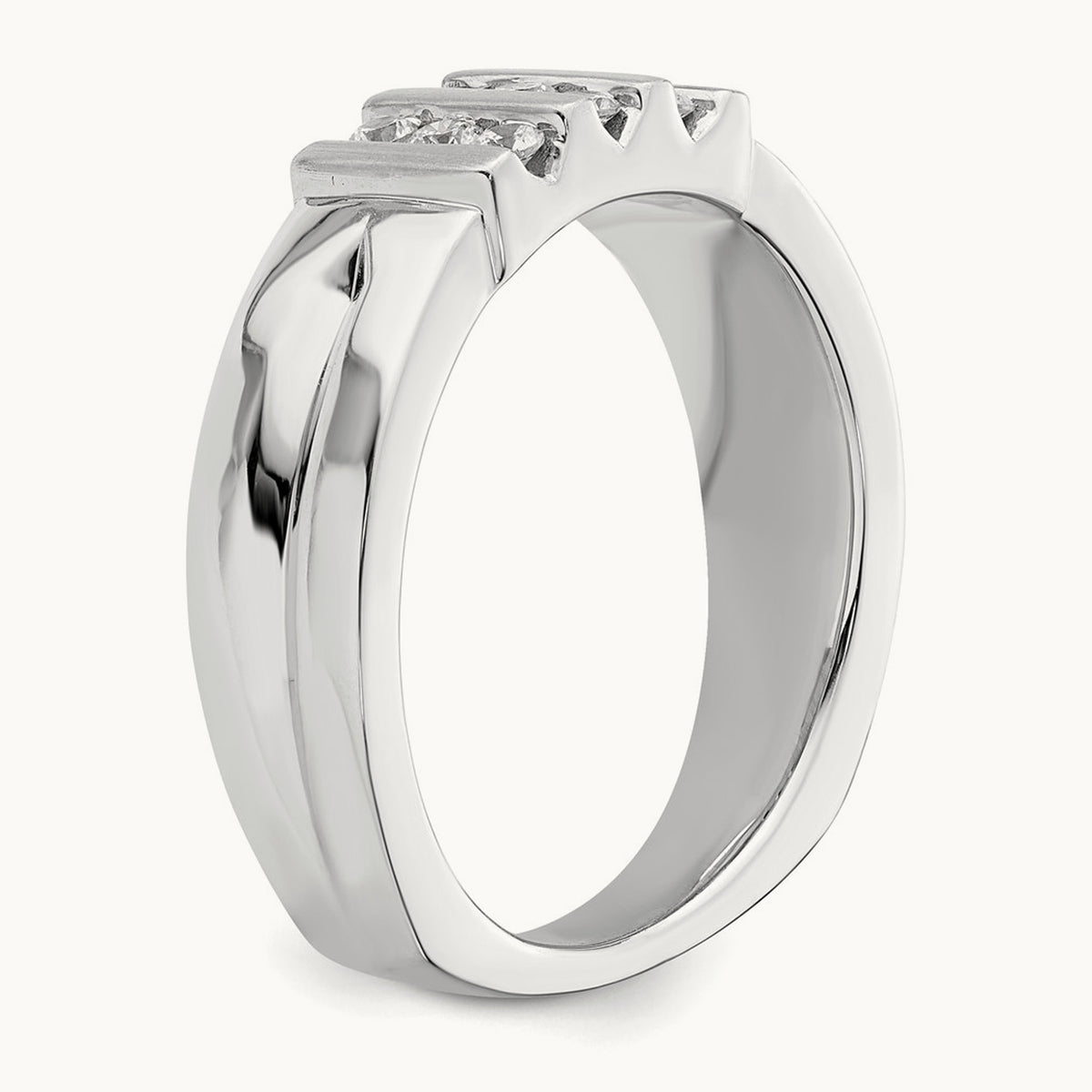 Polished and Satin Men's Wedding Band, 0.25 ct tw