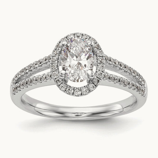 Oval Semi-Mount Halo Engagement Ring — 2/7 ct, 7