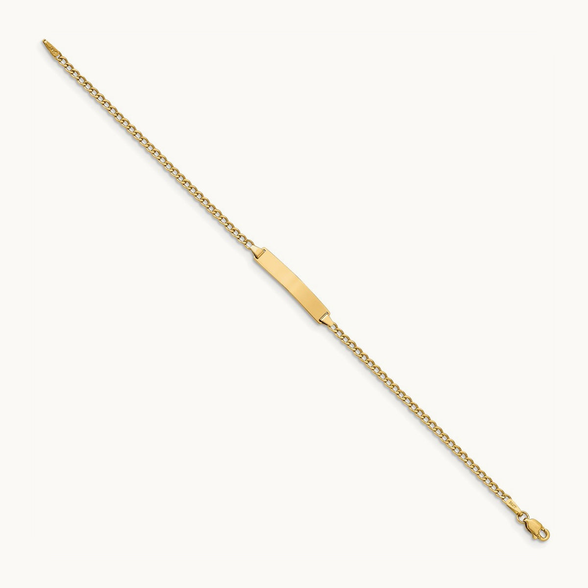 Semi-Solid Polished Cuban ID Bracelet — 7mm