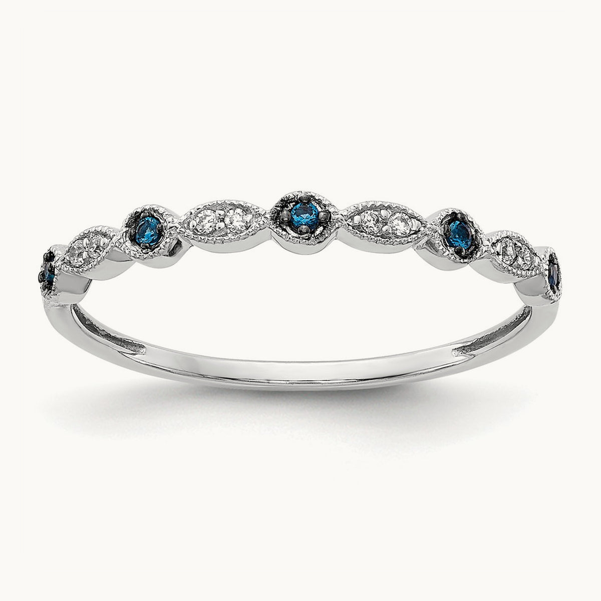 Blue/White Diamond Fancy Band, 14K White Gold