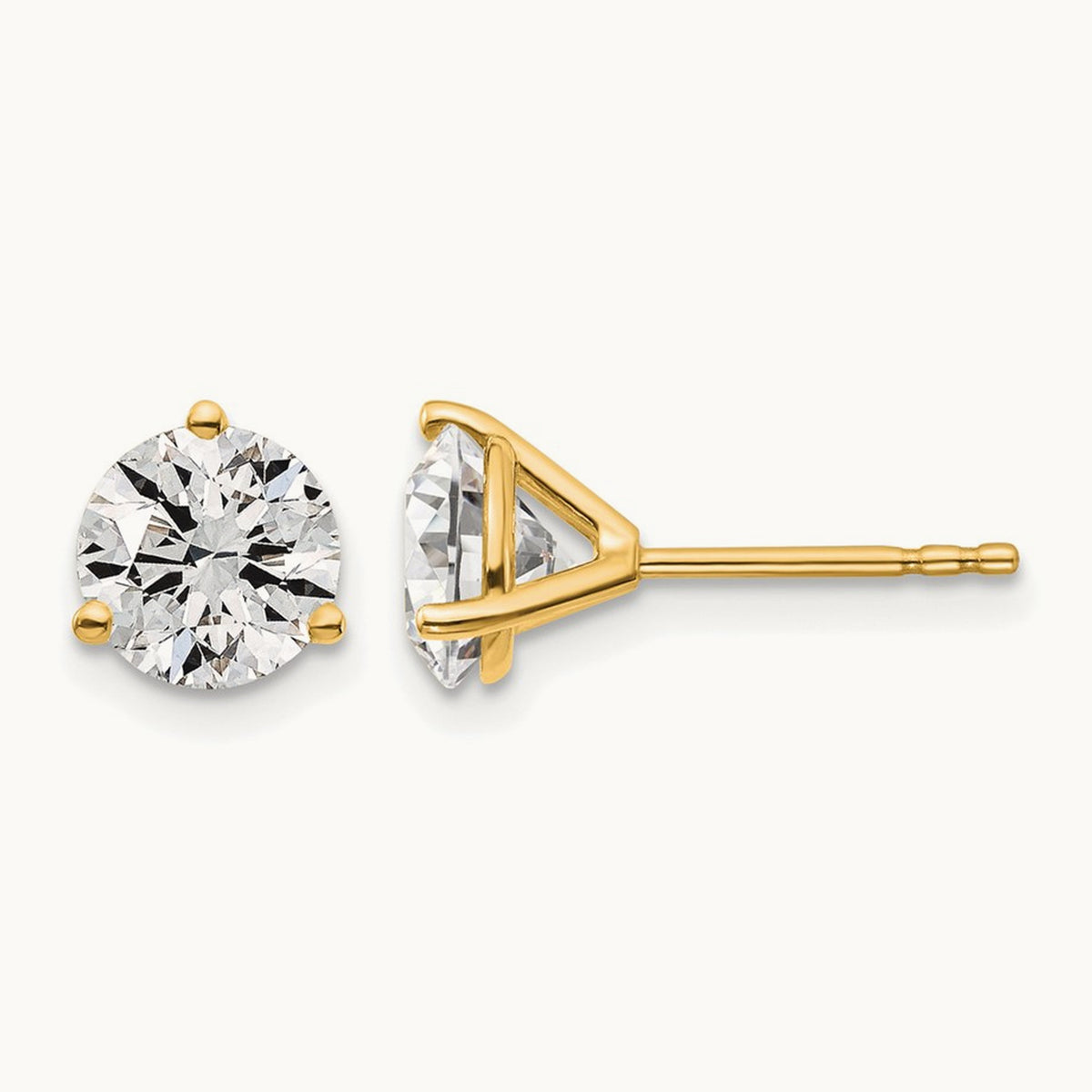 Round Stud Earrings, 0.10-6.00 ct tw Lab-Grown Diamond — 1 1/2 ct, 14K Yellow Gold