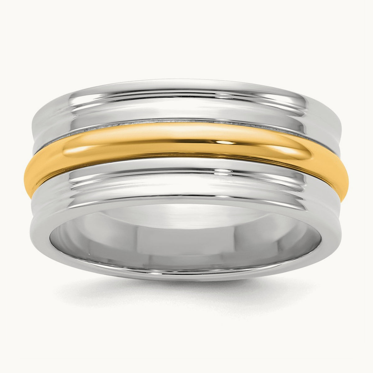 W/Y Single Banded Wedding Band, 8mm, 14K Two-tone
