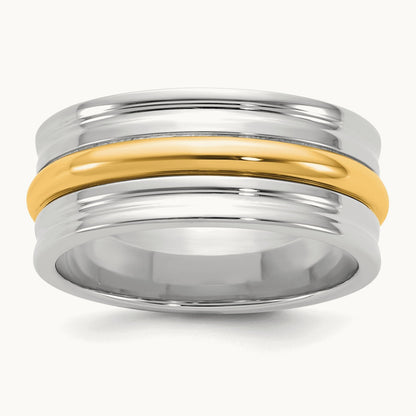 W/Y Single Banded Wedding Band, 8mm, 14K Two-tone