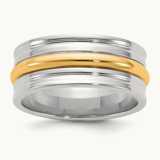 W/Y Single Banded Wedding Band, 8mm, 14K Two-tone