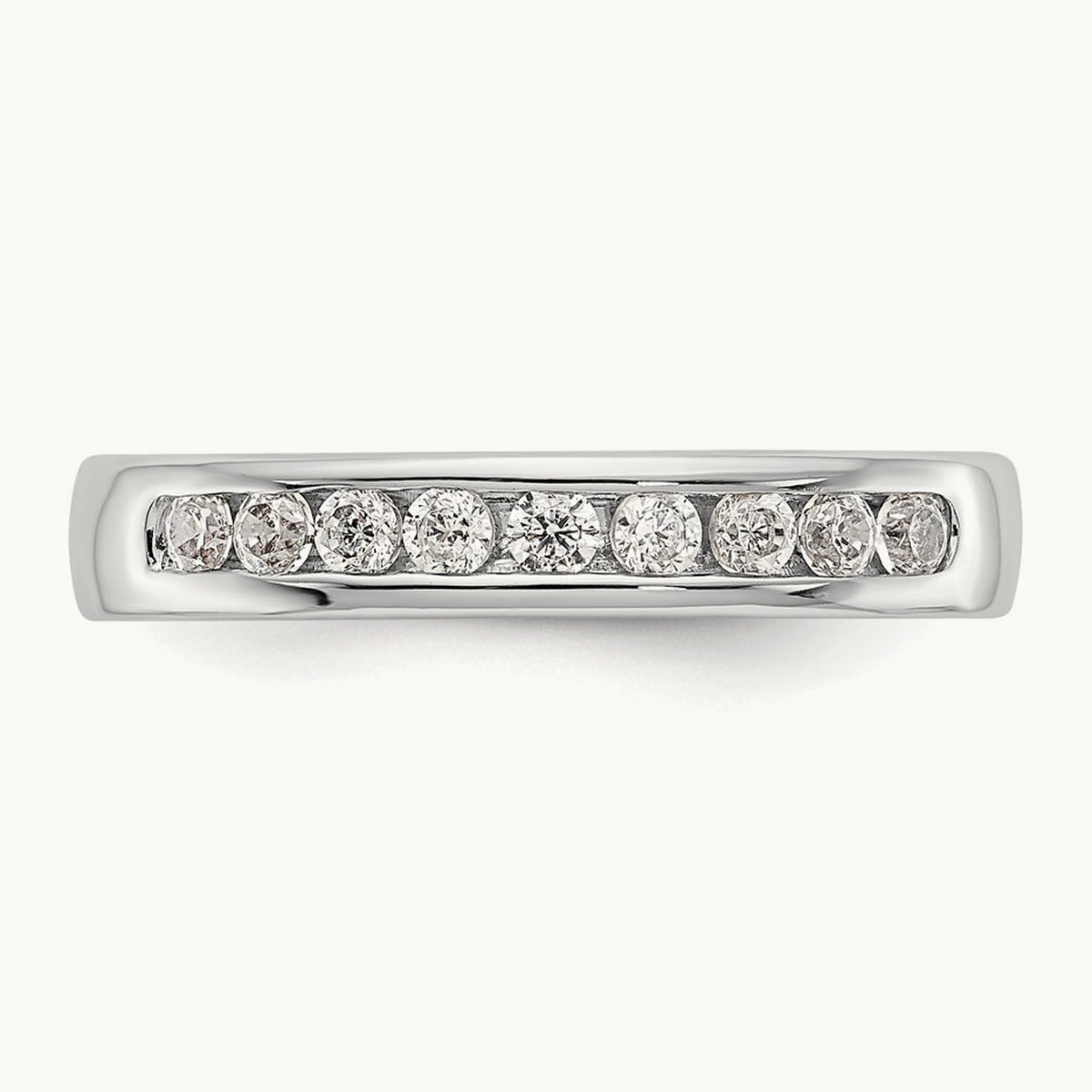 9-Stone Diamond Channel Band, 14K White Gold