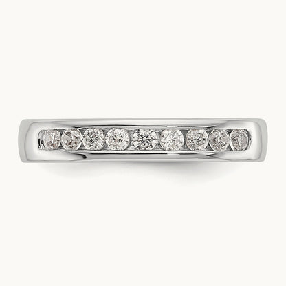 9-Stone Diamond Channel Band, 14K White Gold