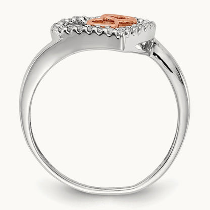 Diamond Heart Ring, 14K White Gold with Rose Gold