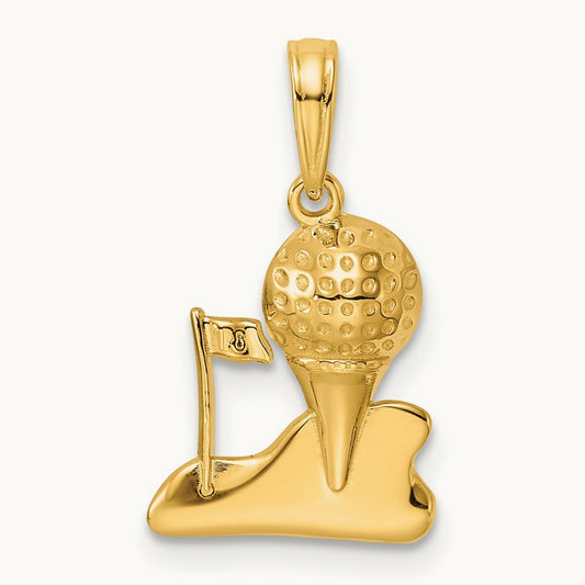 Solid Polished Golfing Charm, 14K
