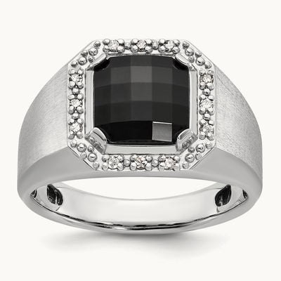 Men's Onyx and Diamond Complete Ring — IBGoodman — photo set