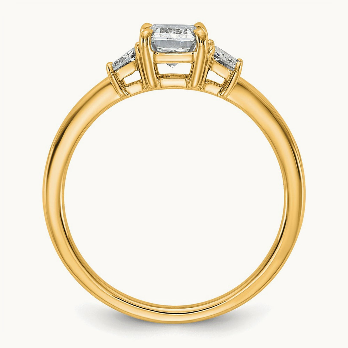 Emerald & Trapezoid Engagement Ring — 14K Yellow Gold, 1 3/8 ct, 7
