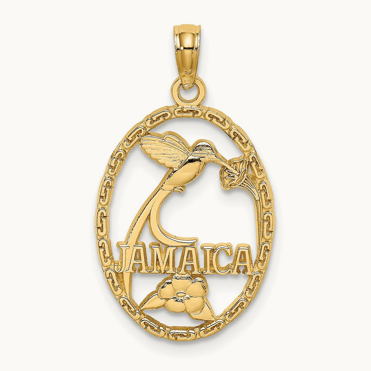 JAMAICA w/Bird and Flowers Charm, 14K