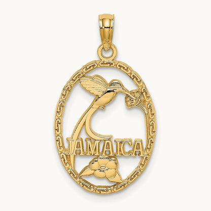 JAMAICA w/Bird and Flowers Charm, 14K