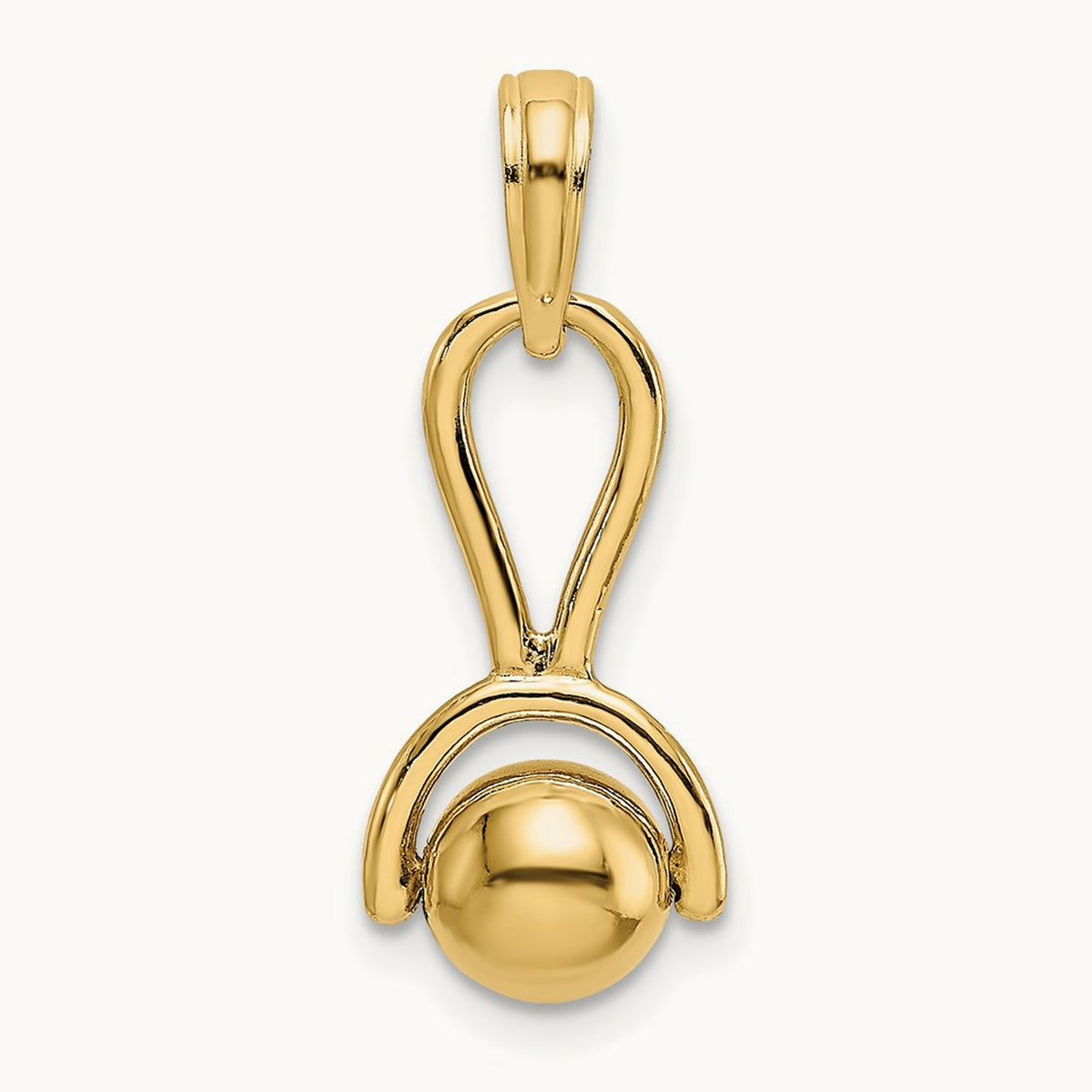 3-D Baby Rattle with Moveable Ball Charm, 14K