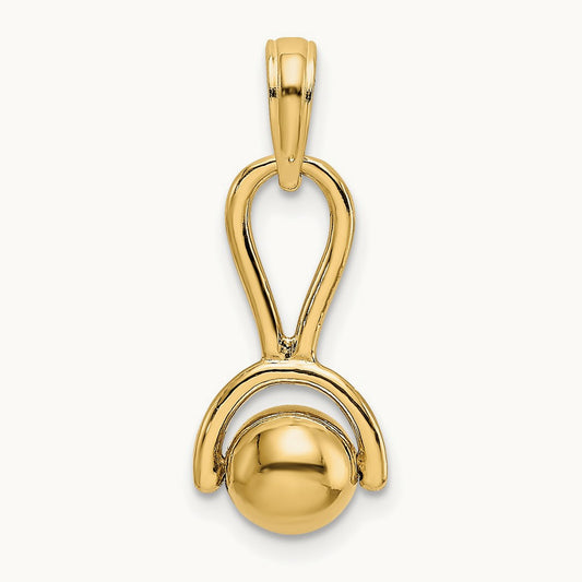 3-D Baby Rattle with Moveable Ball Charm, 14K