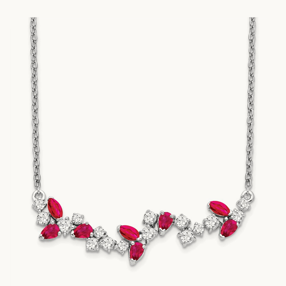 Created Ruby Bar Necklace, 0.50 ct tw Lab-Grown Diamond