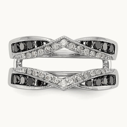 Black and White Diamond Guard, 14K White Gold