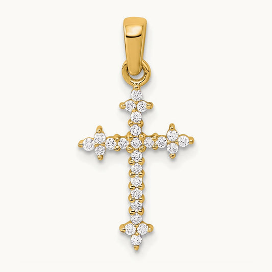 1/5ct. Diamond Fleur de Lis Cross Pendant, 14K with Rhodium