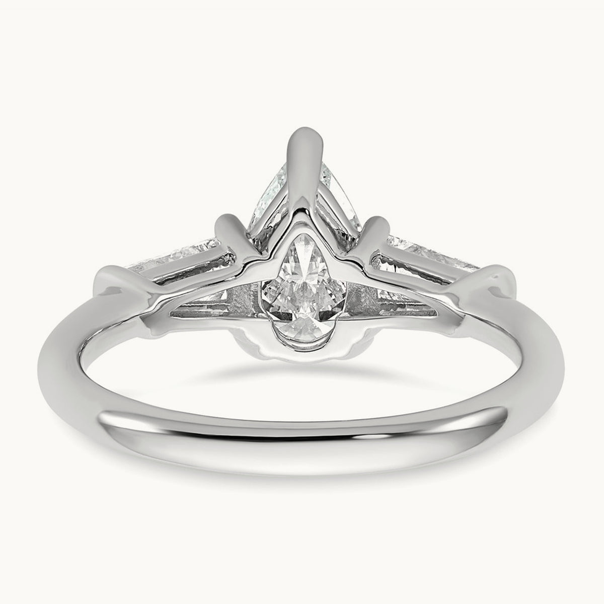 Pear/Baguette Engagement Ring, 1.50-6.75 ct tw Lab-Grown Diamond — 1 1/2 ct, 14K White Gold