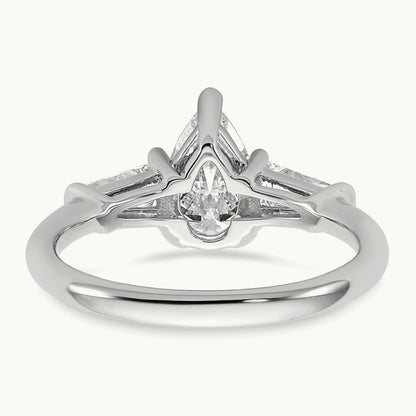 Pear/Baguette Engagement Ring, 1.50-6.75 ct tw Lab-Grown Diamond — 1 1/2 ct, 14K White Gold