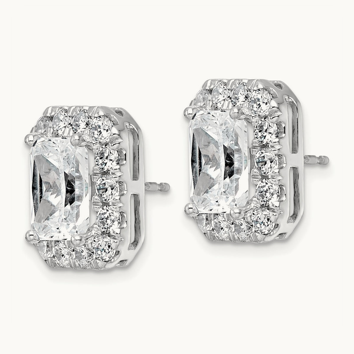 Radiant Halo Post Earrings, 0.50-8.50 ct tw Lab-Grown Diamond — 7 ct, 14K White Gold