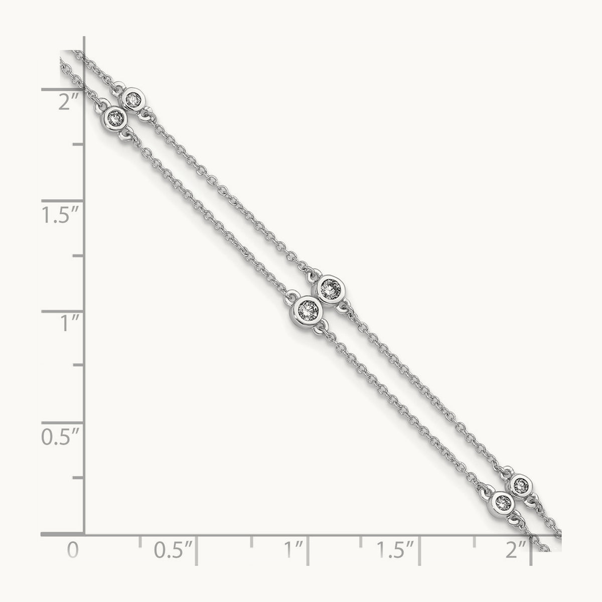 Diamond Multi Station Double Strand Bracelet — 14K White Gold