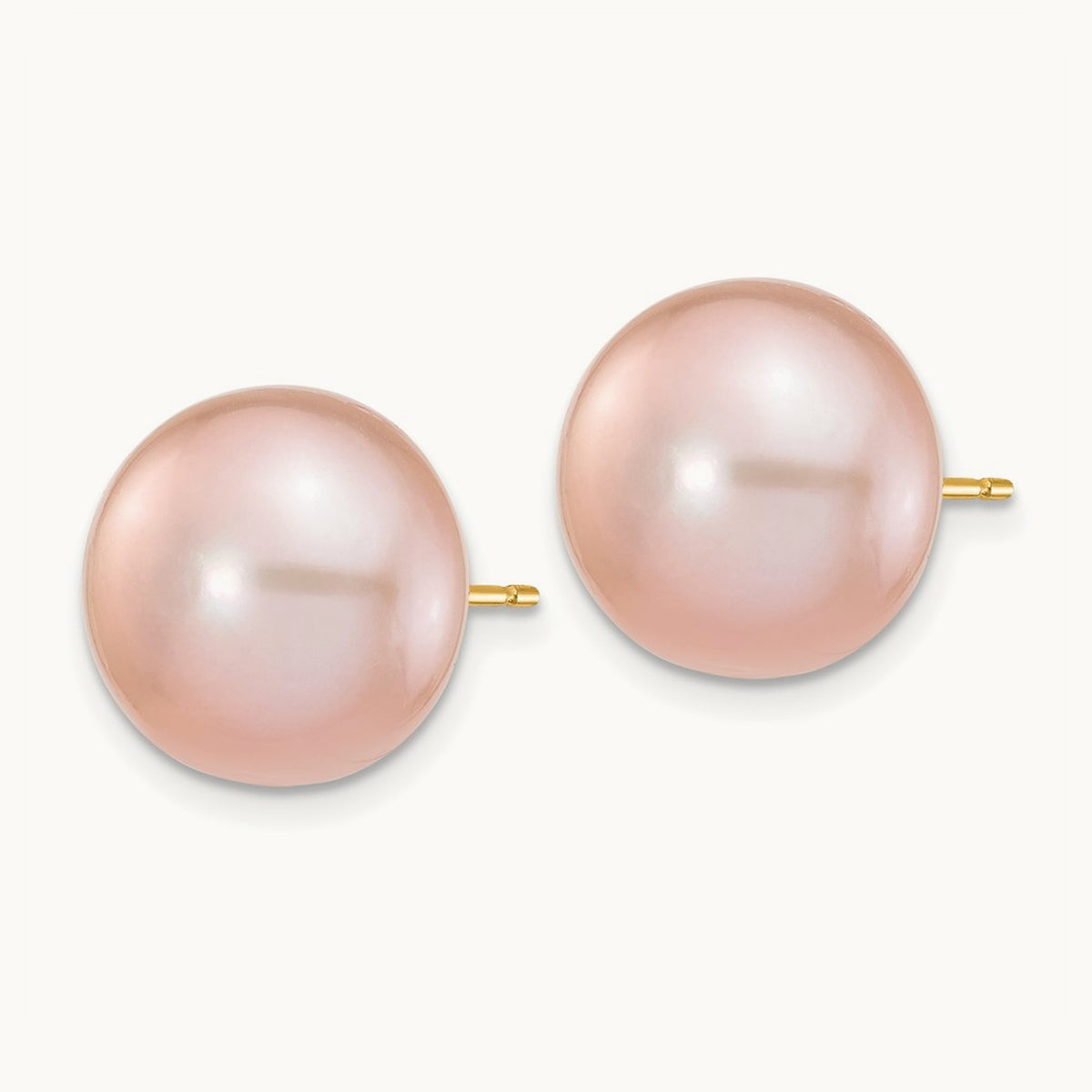 11- Purple Button Freshwater Cultured Pearl Stud Post Earrings, 12mm, 14K