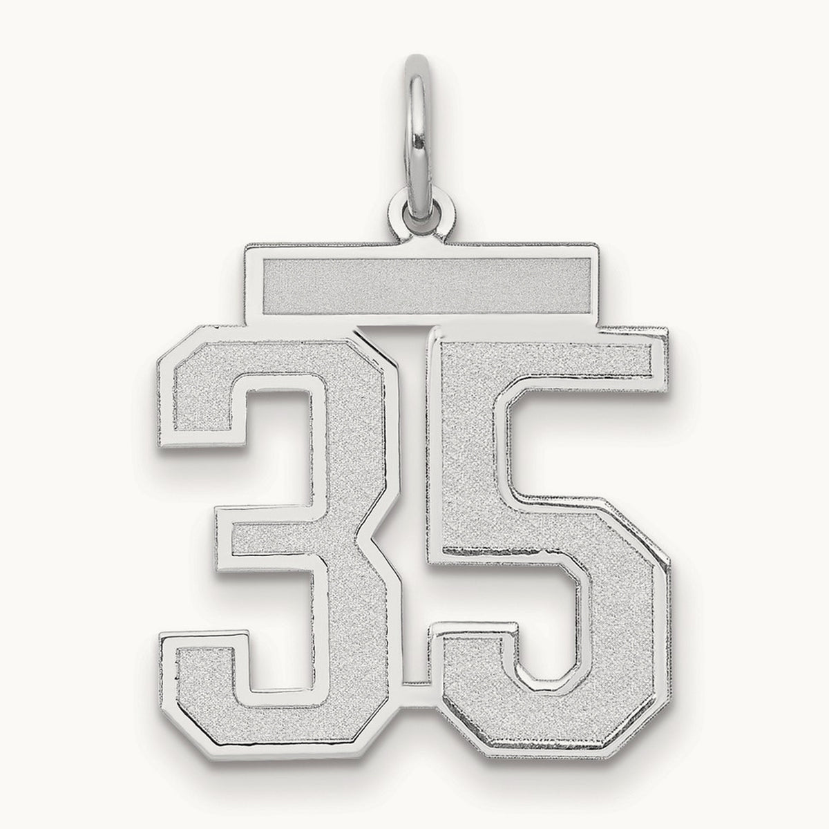 Medium Satin Number 35 Charm, 14K White Gold