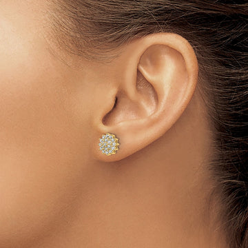 Cluster Post Earrings, 0.50 ct tw Lab-Grown Diamond — 14K Yellow Gold