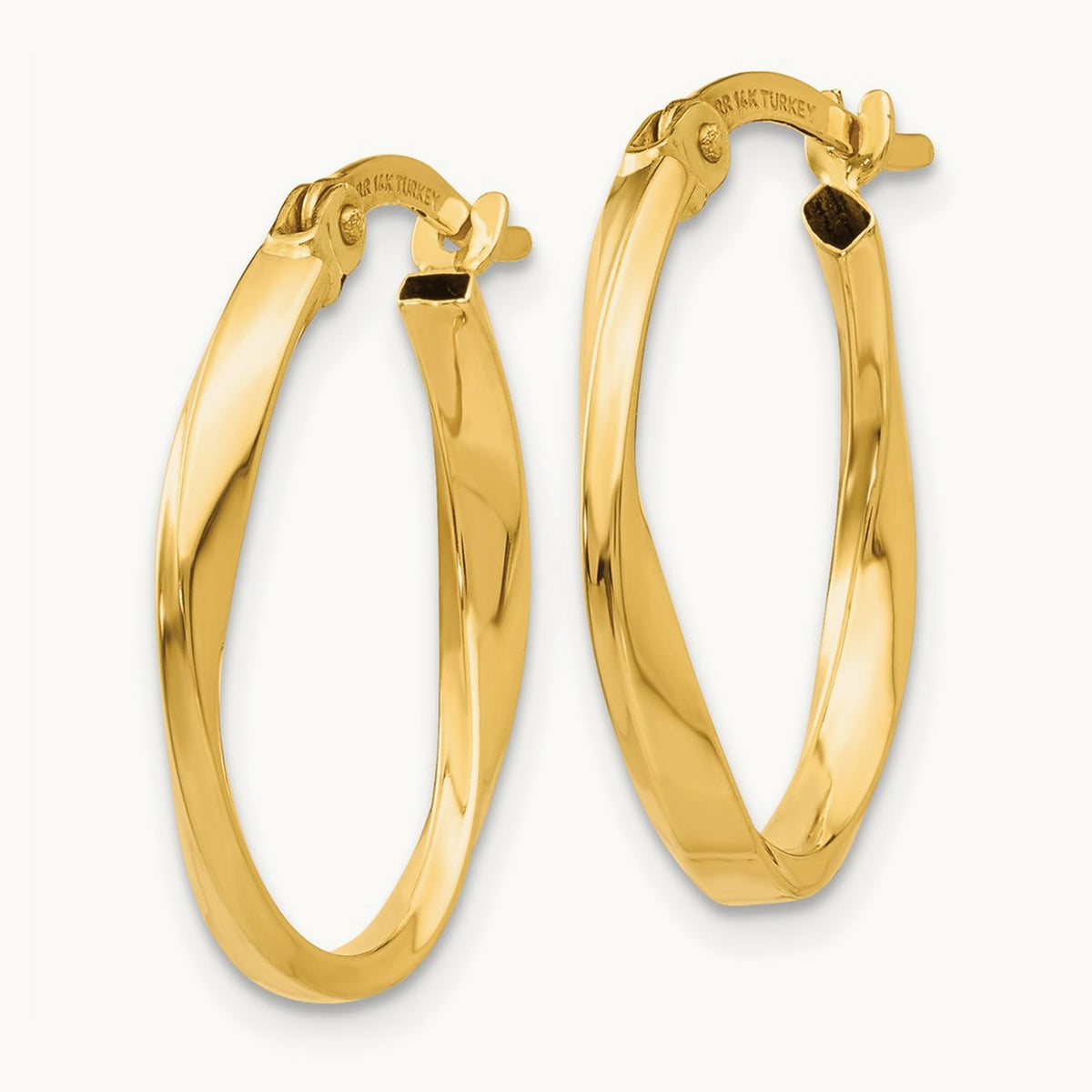 Polished Twisted Oval Hoop Earrings — photo set