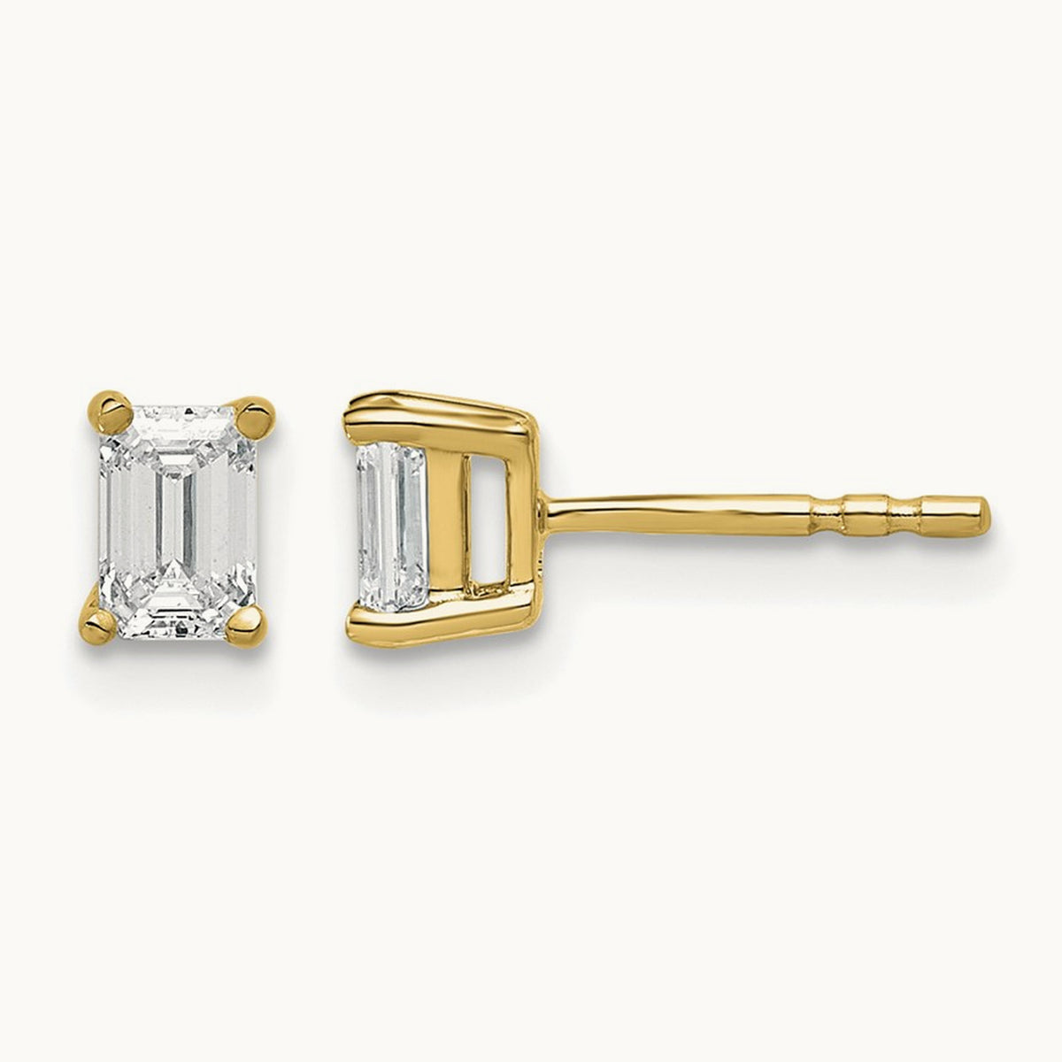 4.5x3.3mm Emerald Earring Mountings — 14K Yellow Gold