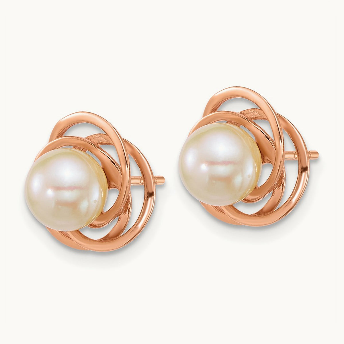 RG 6- Rnd South Sea Saltwater Cultured Pearl Post Earrings, 7mm, 14K