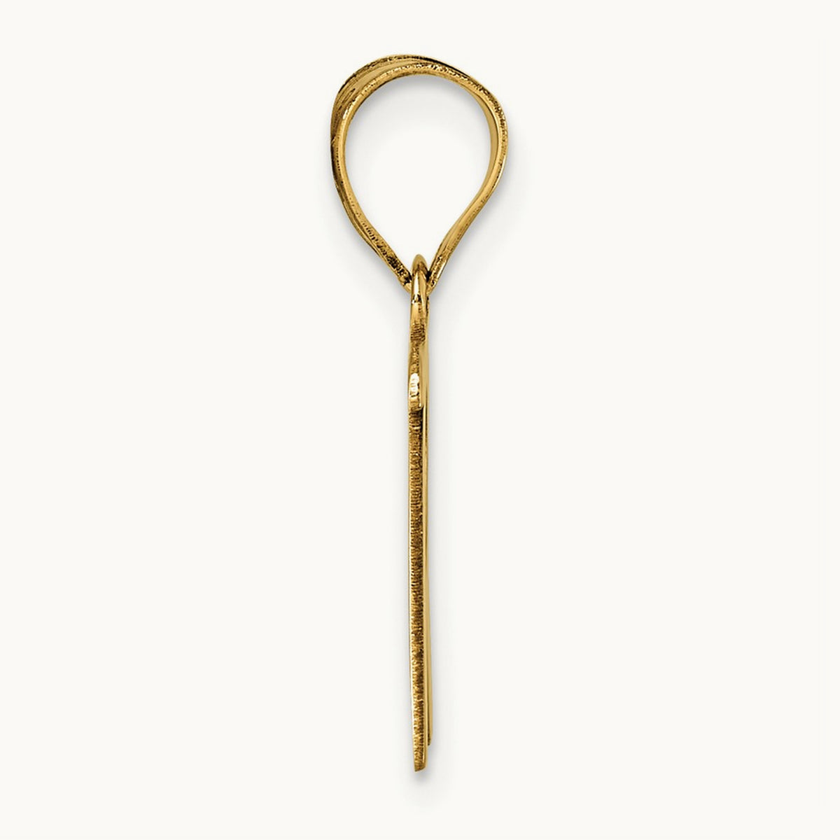Polished Script Initial Pendant — 14K Yellow Gold, R
