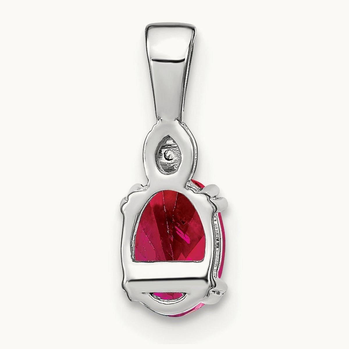 Oval Ruby and Diamond Pendant, 14K White Gold