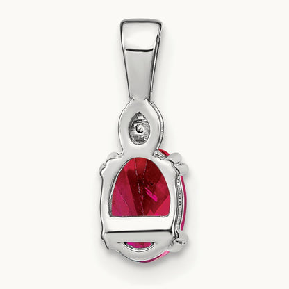 Oval Ruby and Diamond Pendant, 14K White Gold