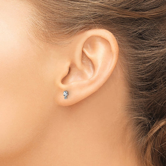 Diamond and White Topaz Birthstone Earrings — 14K White Gold