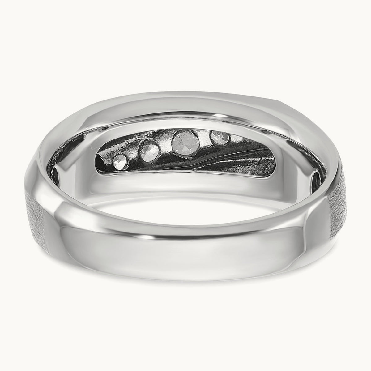 IBGoodman Men's Polished & Satin 5-Stone Diamond Ring, 14K White Gold