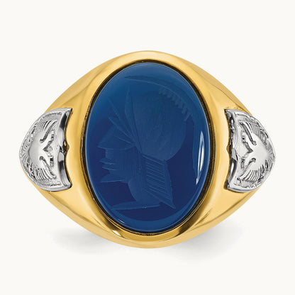 IBGoodman Men's Blue Agate Complete Ring, 14K Two-tone
