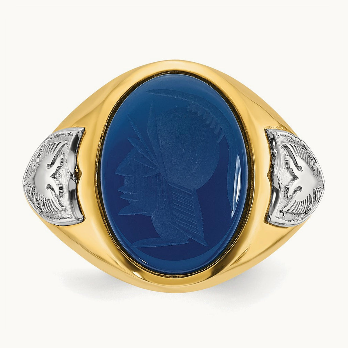 IBGoodman Men's Blue Agate Complete Ring, 14K Two-tone