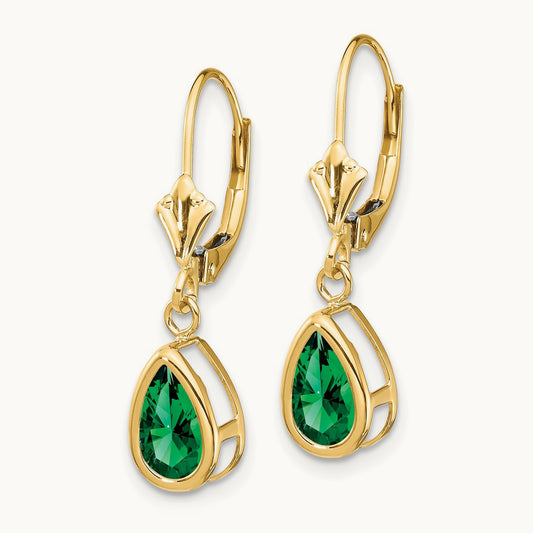 8x5mm Pear Mount St. Helens Leverback Earrings, 14K