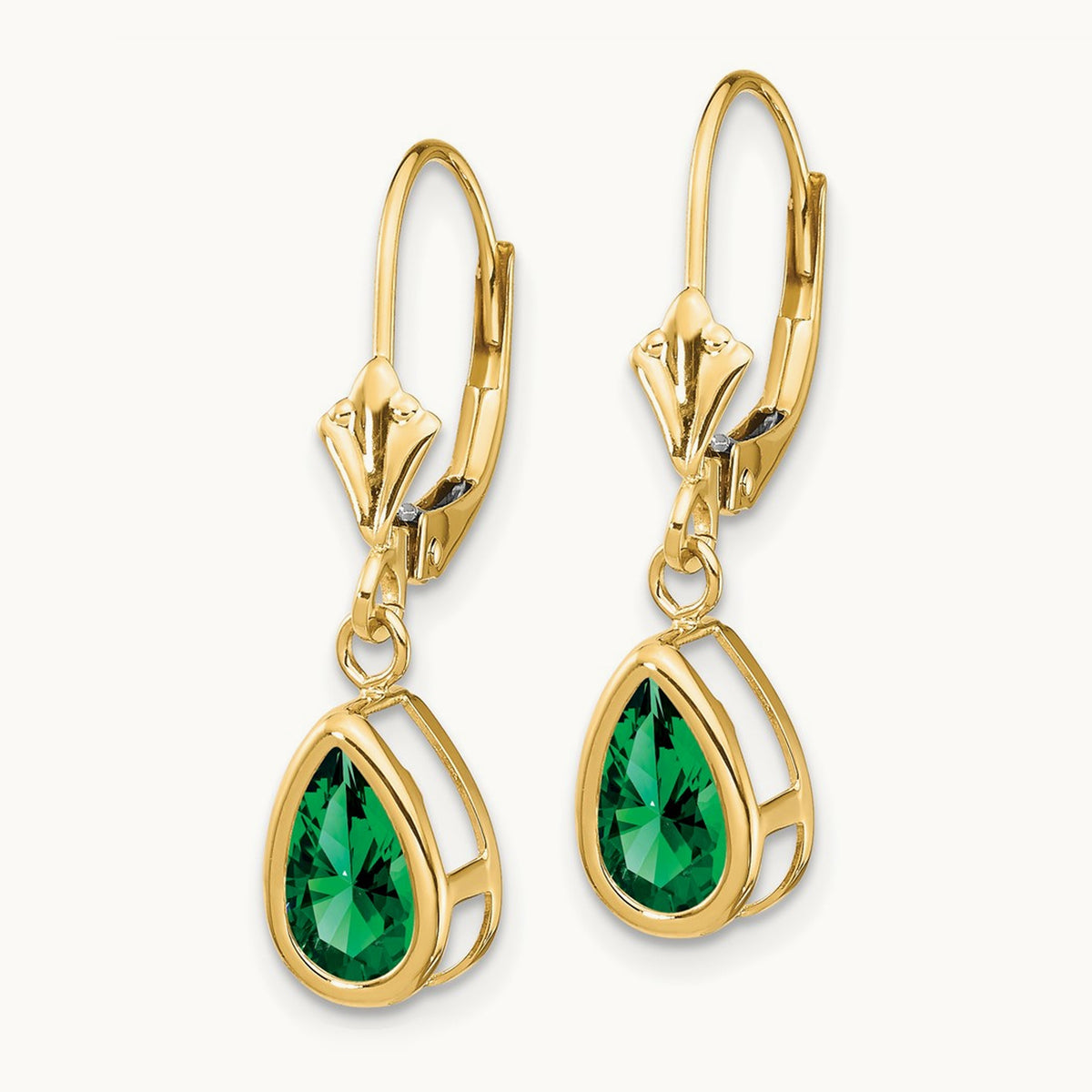 8x5mm Pear Mount St. Helens Leverback Earrings, 14K