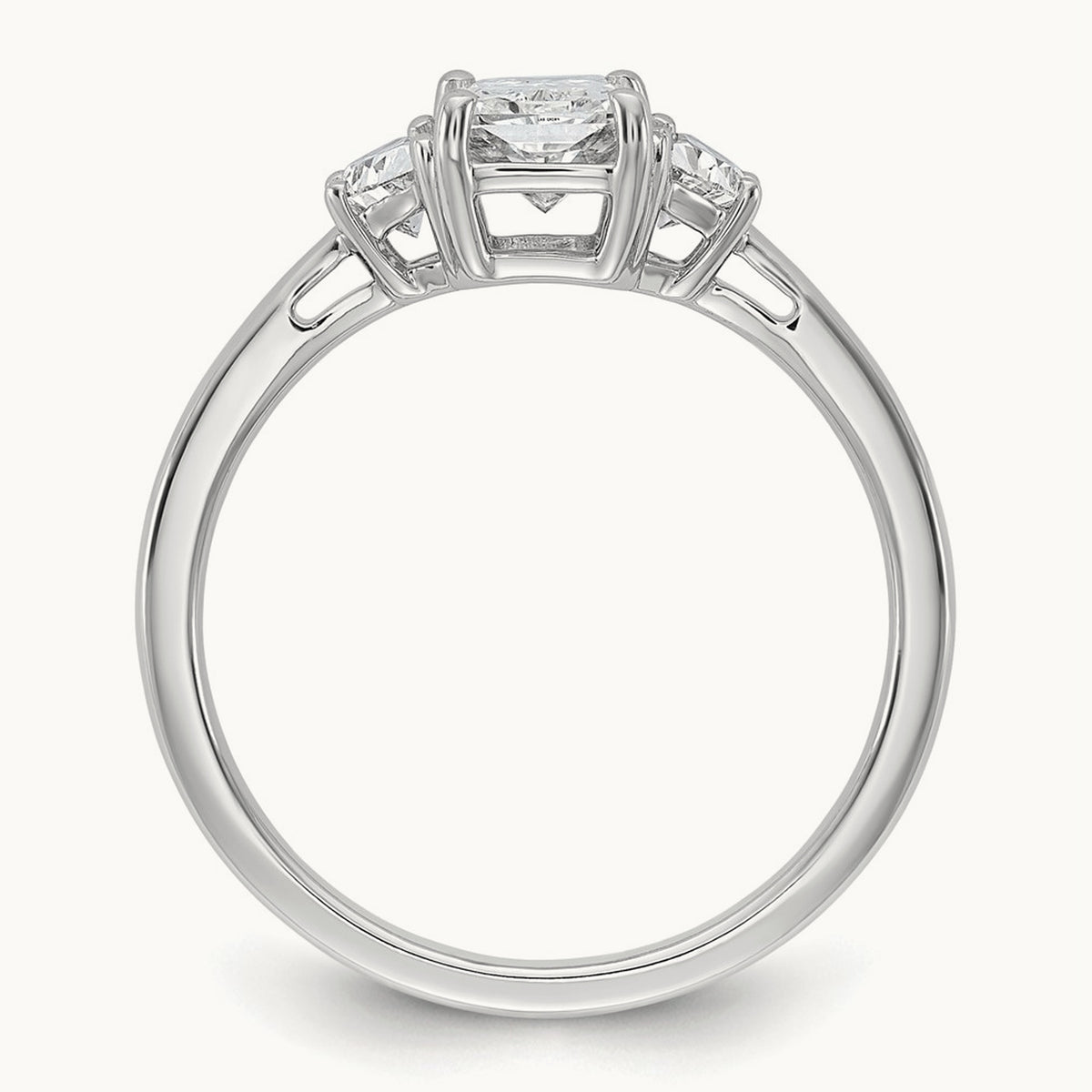 Radiant & 1/2 Moon Engagement Ring, 1.25-4.00 ct tw Lab-Grown Diamond — 1 3/8 ct, 14K White Gold