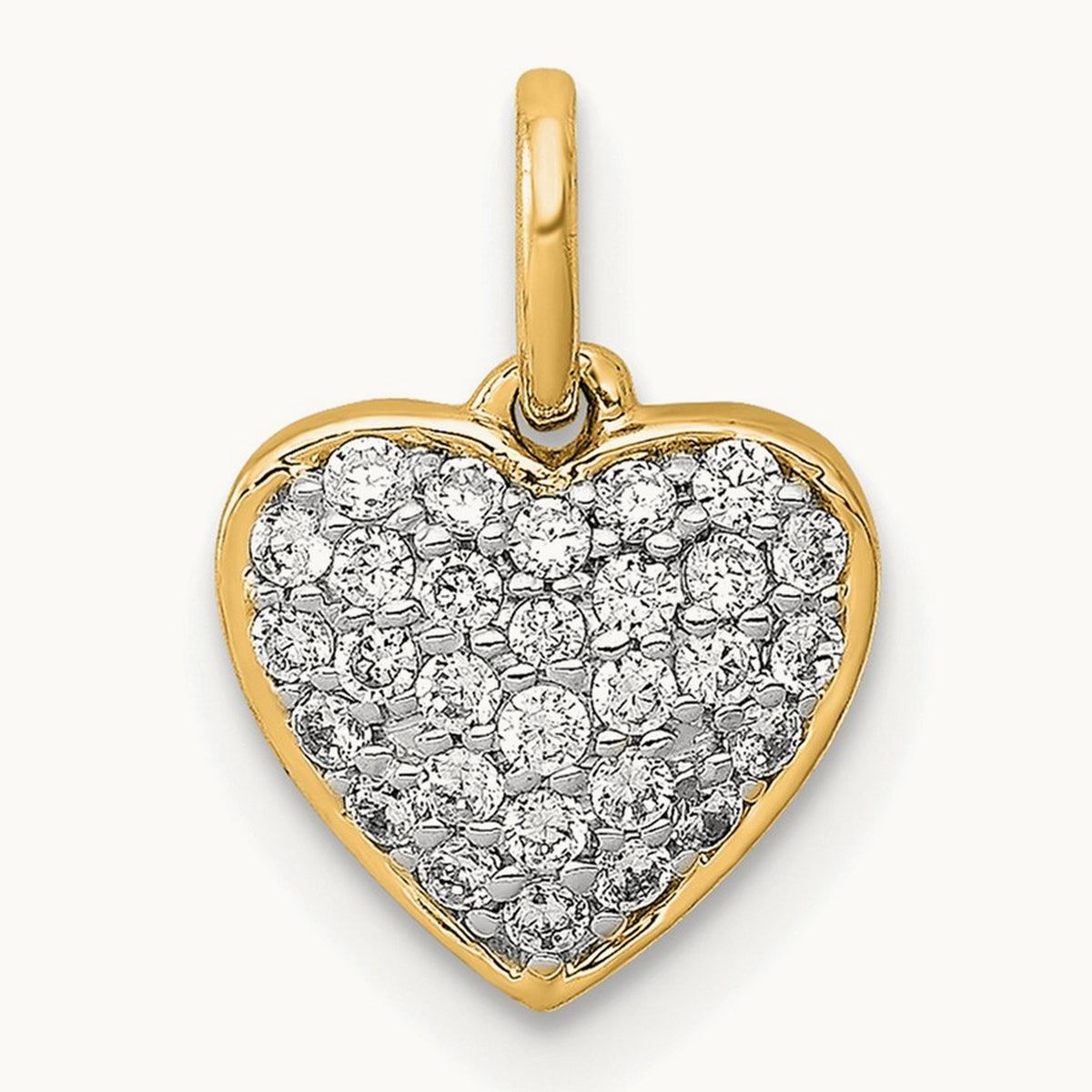Diamond Heart Pendant — 14K Yellow Gold, 13mm