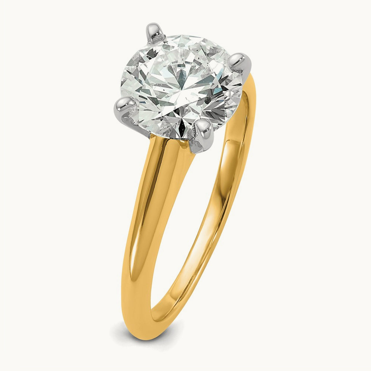 Round Solitaire Engagement Ring, 0.25-5.00 ct tw Lab-Grown Diamond — 2 ct, 14K Two-Tone