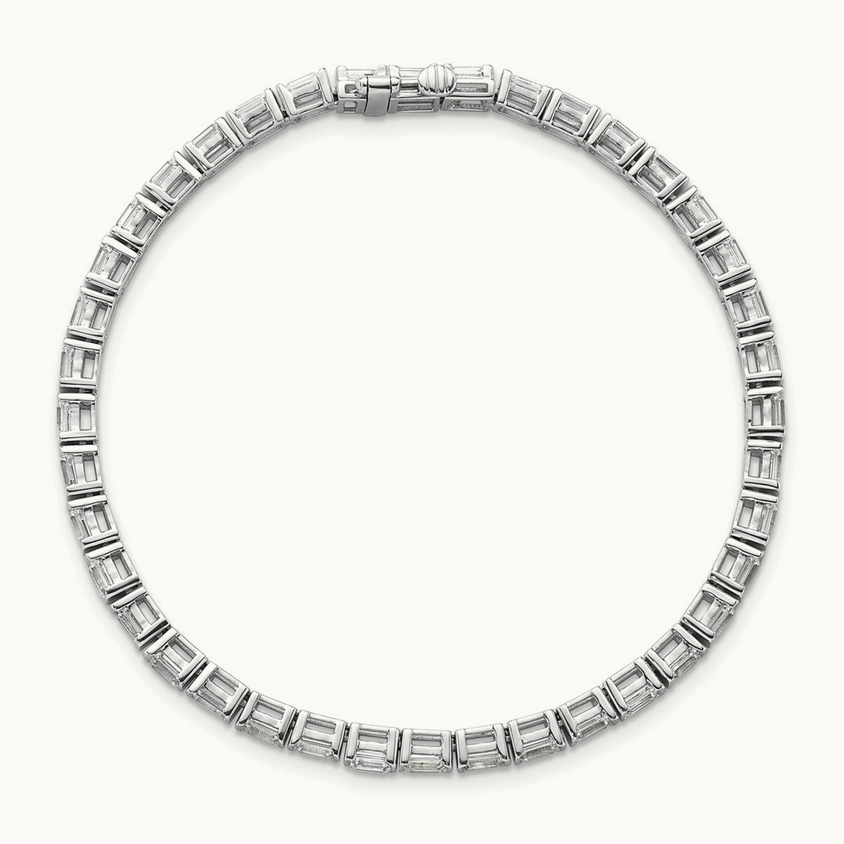 Emerald Bezel Tennis Bracelet, 4.75 ct tw Lab-Grown Diamond — 14K White Gold