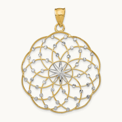 Diamond Cut Sphere Pendant — 14K Two-Tone Gold